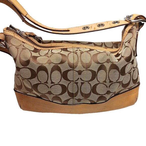 Coach Signature Monogram 9363 Vintage Leather and Canvas Brown/Beige Hand Bag - Picture 4 of 15